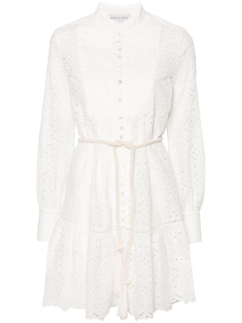 ERMANNO FIRENZE broderie anglaise belted shirtdress - White von ERMANNO FIRENZE