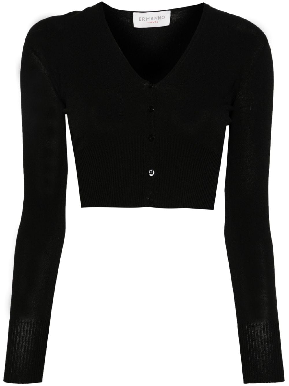 ERMANNO FIRENZE cropped V-neck cardigan - Black von ERMANNO FIRENZE