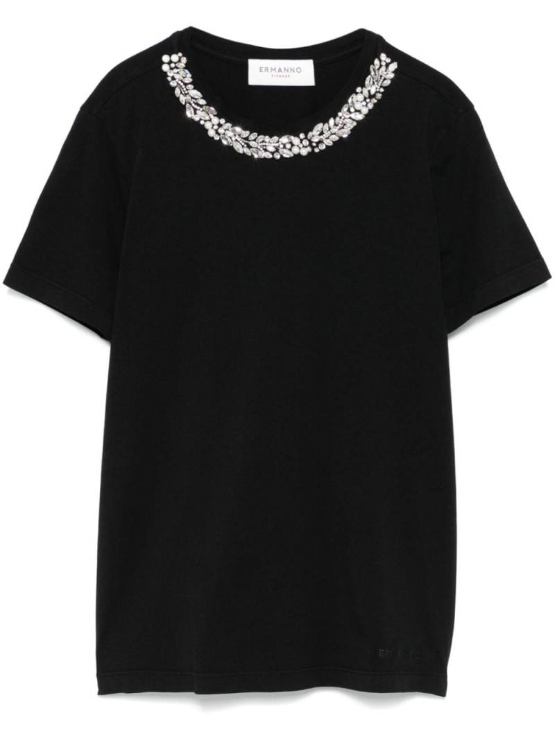 ERMANNO FIRENZE crystal-embellished T-shirt - Black von ERMANNO FIRENZE