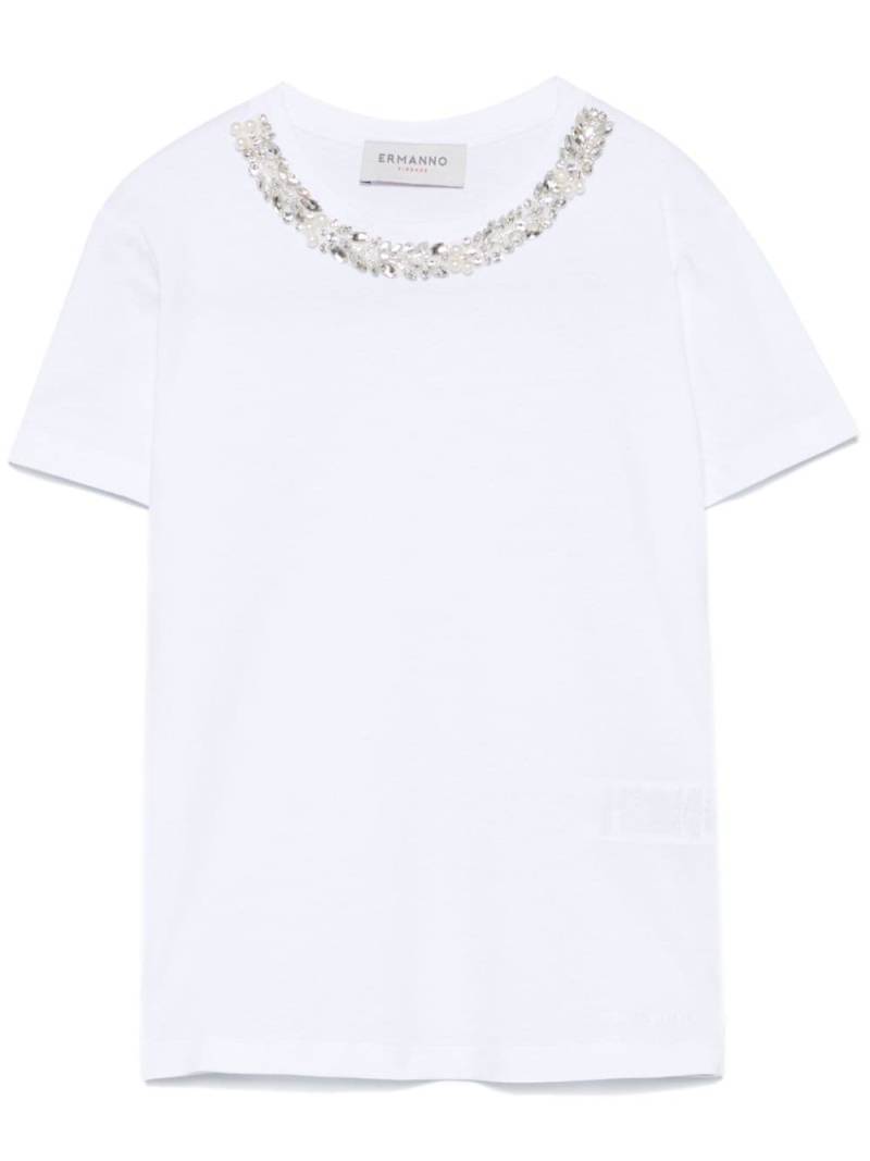 ERMANNO FIRENZE crystal-embellished T-shirt - White von ERMANNO FIRENZE