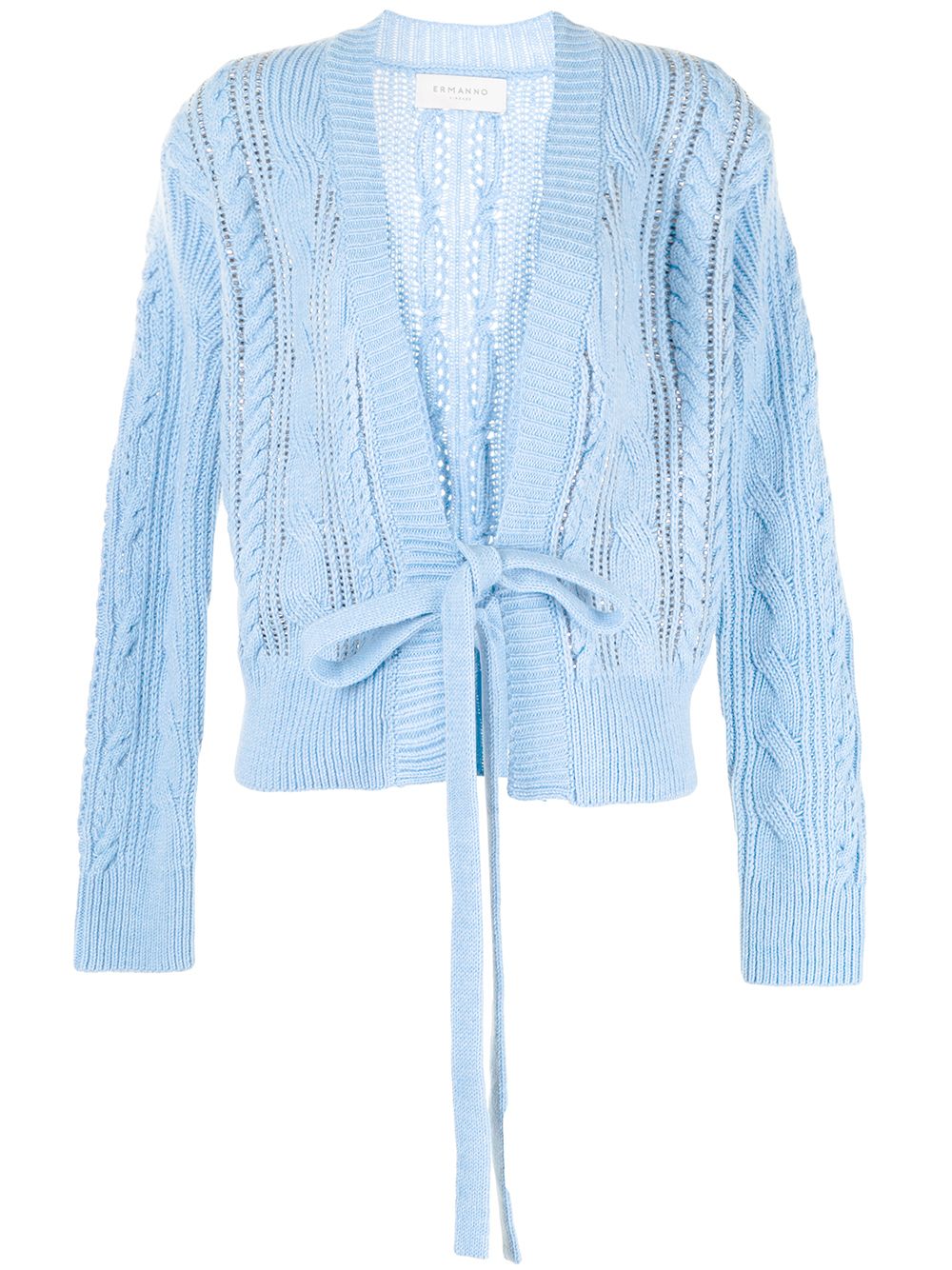 ERMANNO FIRENZE crystal-embellished cable knit cardigan - Blue von ERMANNO FIRENZE