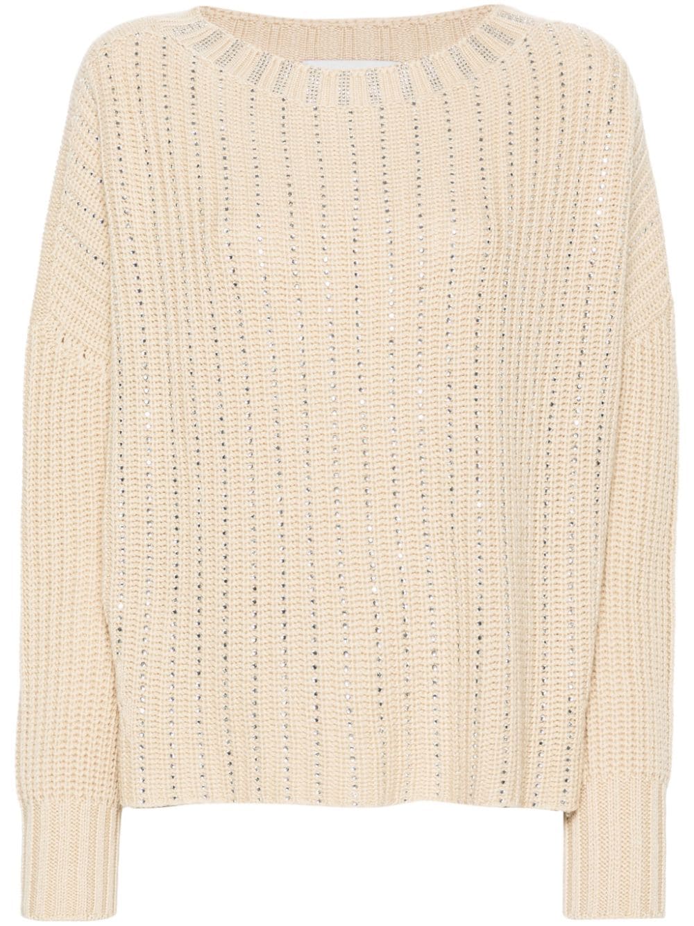 ERMANNO FIRENZE crystal-embellished sweater - Neutrals von ERMANNO FIRENZE