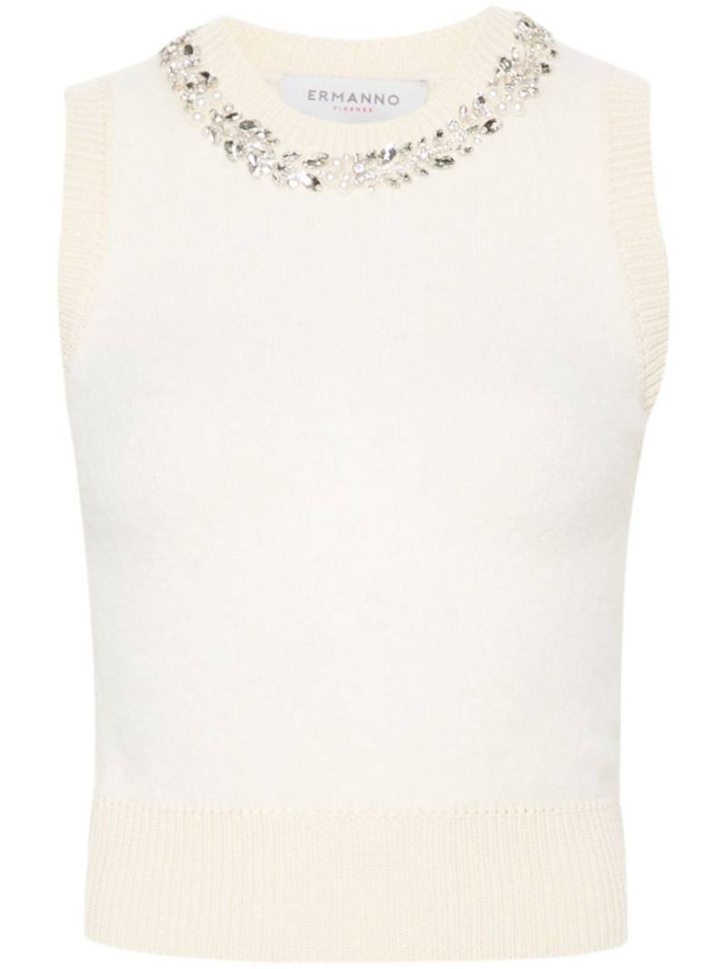 ERMANNO FIRENZE crystal-embellished top - White von ERMANNO FIRENZE