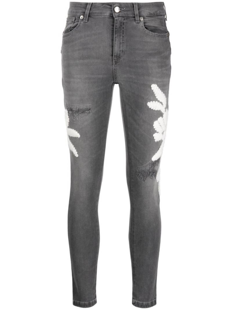 ERMANNO FIRENZE floral-appliqué skinny jeans - Grey von ERMANNO FIRENZE