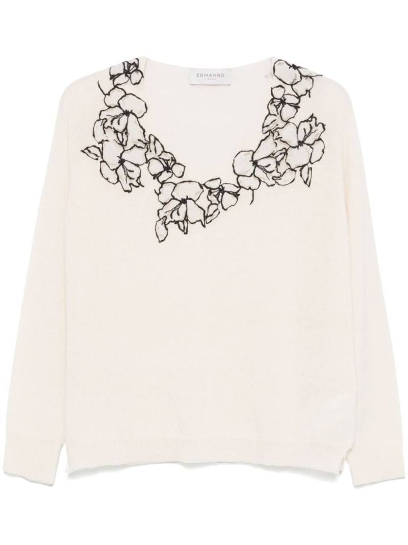 ERMANNO FIRENZE floral-embroidered sweater - Neutrals von ERMANNO FIRENZE