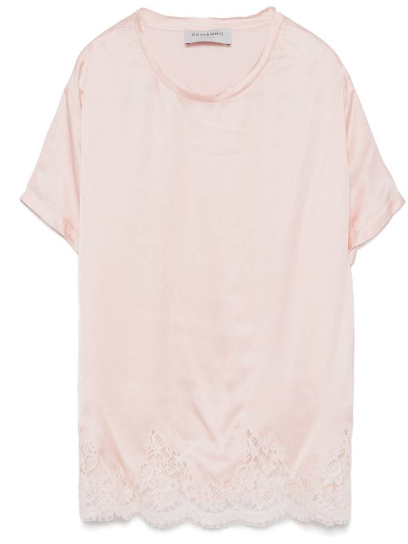 ERMANNO FIRENZE floral-lace T-shirt - Pink von ERMANNO FIRENZE