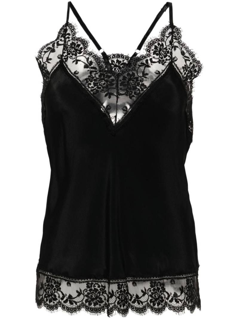 ERMANNO FIRENZE floral-lace crepe tank top - Black von ERMANNO FIRENZE