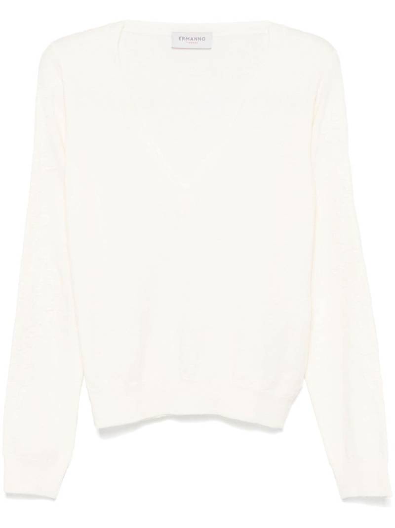 ERMANNO FIRENZE lace-detailed sweater - White von ERMANNO FIRENZE