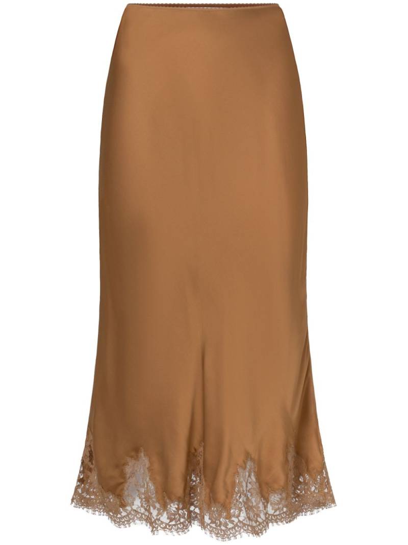 ERMANNO FIRENZE lace detailing skirt - Brown von ERMANNO FIRENZE