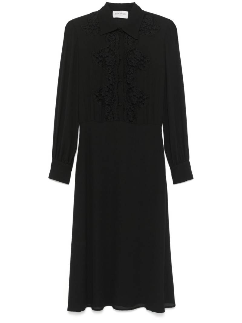 ERMANNO FIRENZE lace-panel midi dress - Black von ERMANNO FIRENZE