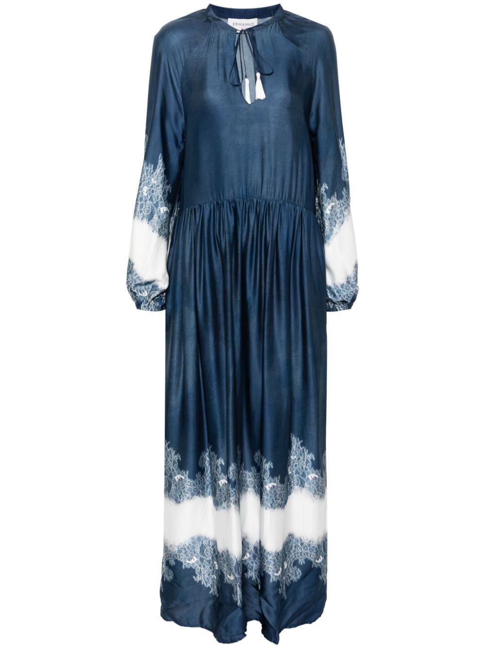 ERMANNO FIRENZE lace-print maxi dress - Blue von ERMANNO FIRENZE