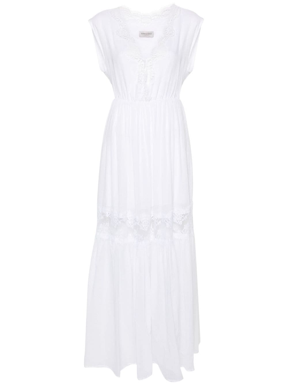 ERMANNO FIRENZE lace-trim tiered maxi dress - White von ERMANNO FIRENZE