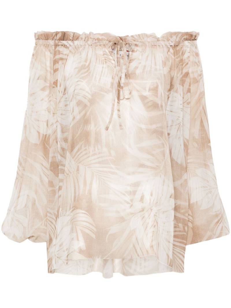 ERMANNO FIRENZE leaf-print georgette blouse - Neutrals von ERMANNO FIRENZE