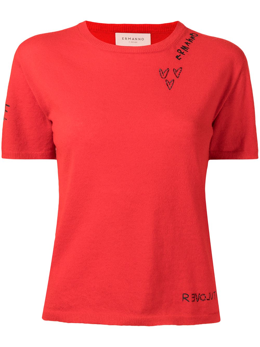 ERMANNO FIRENZE logo heart cashmere top - Red von ERMANNO FIRENZE