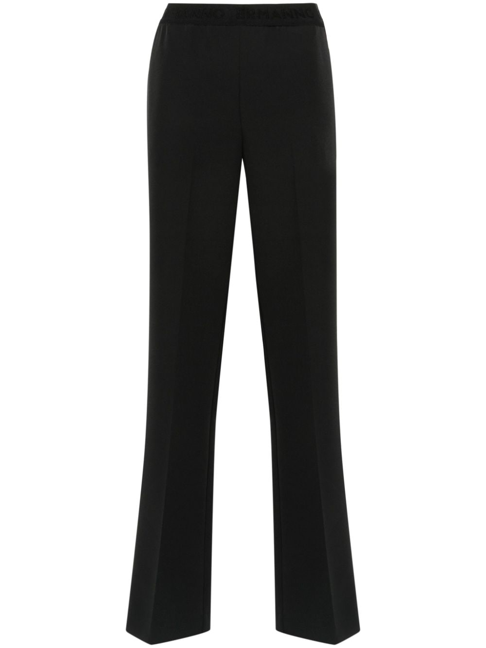 ERMANNO FIRENZE logo-waistband straight-leg trousers - Black von ERMANNO FIRENZE