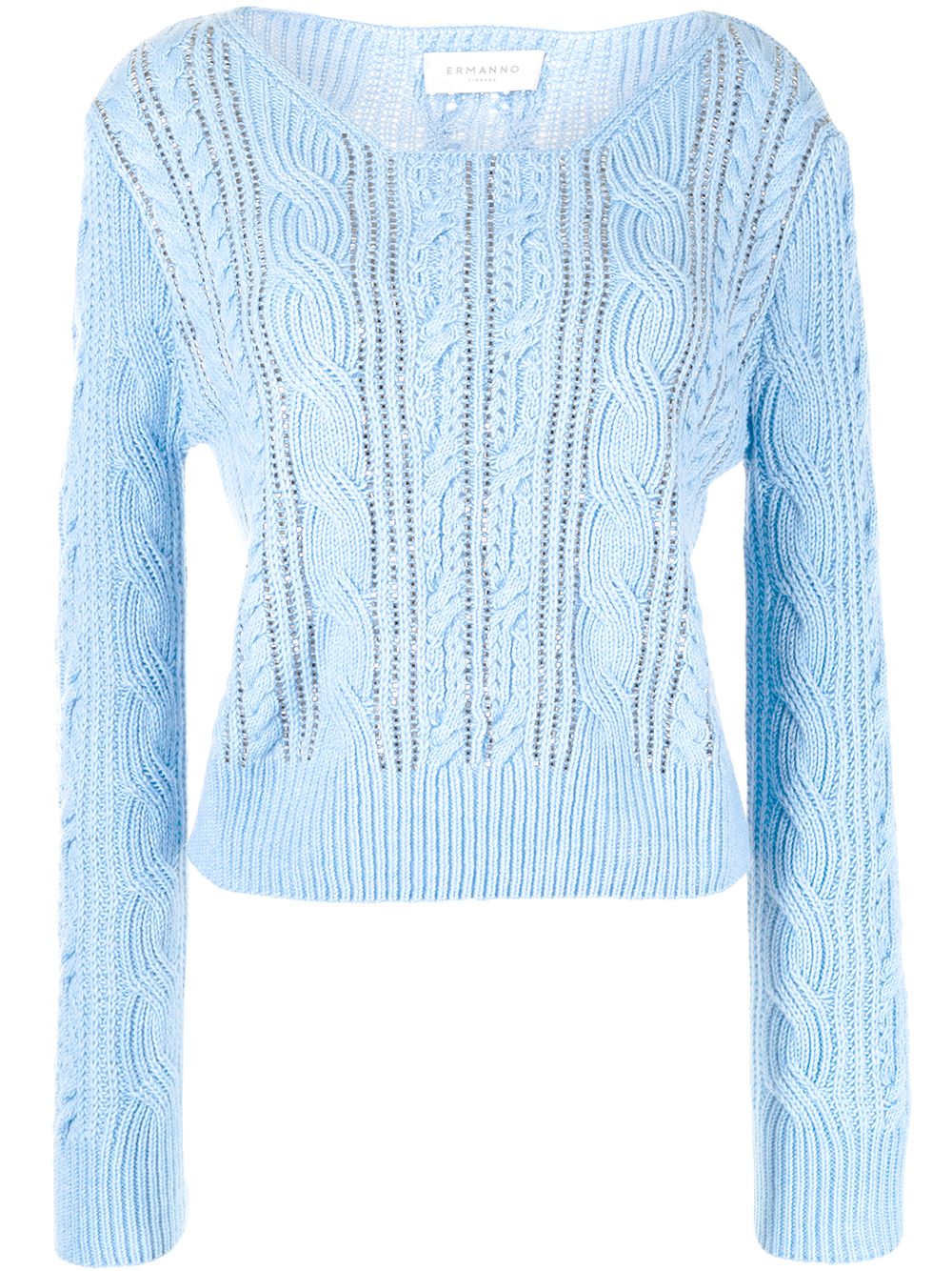 ERMANNO FIRENZE stud-detail cable knit jumper - Blue von ERMANNO FIRENZE