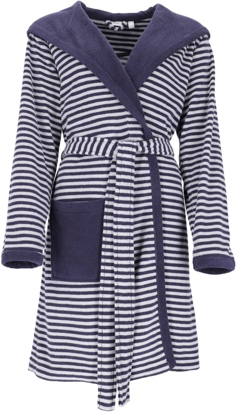 Esprit Damenbademantel »Striped Hoody«, (1 St.), gestreift, mit Kaputze & Logostickerei, kurz von ESPRIT