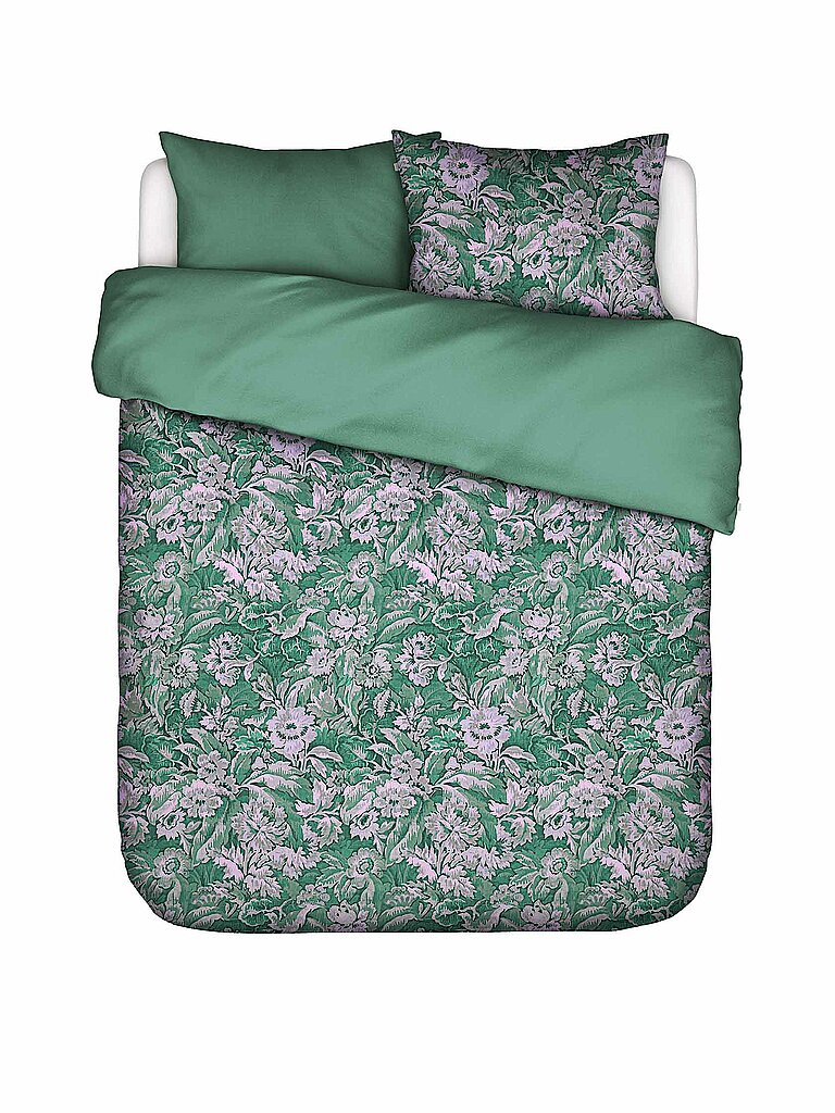 ESSENZA Satin Bettwäsche YFKE 70x90cm/140x200cm Easy Green dunkelgrün von ESSENZA