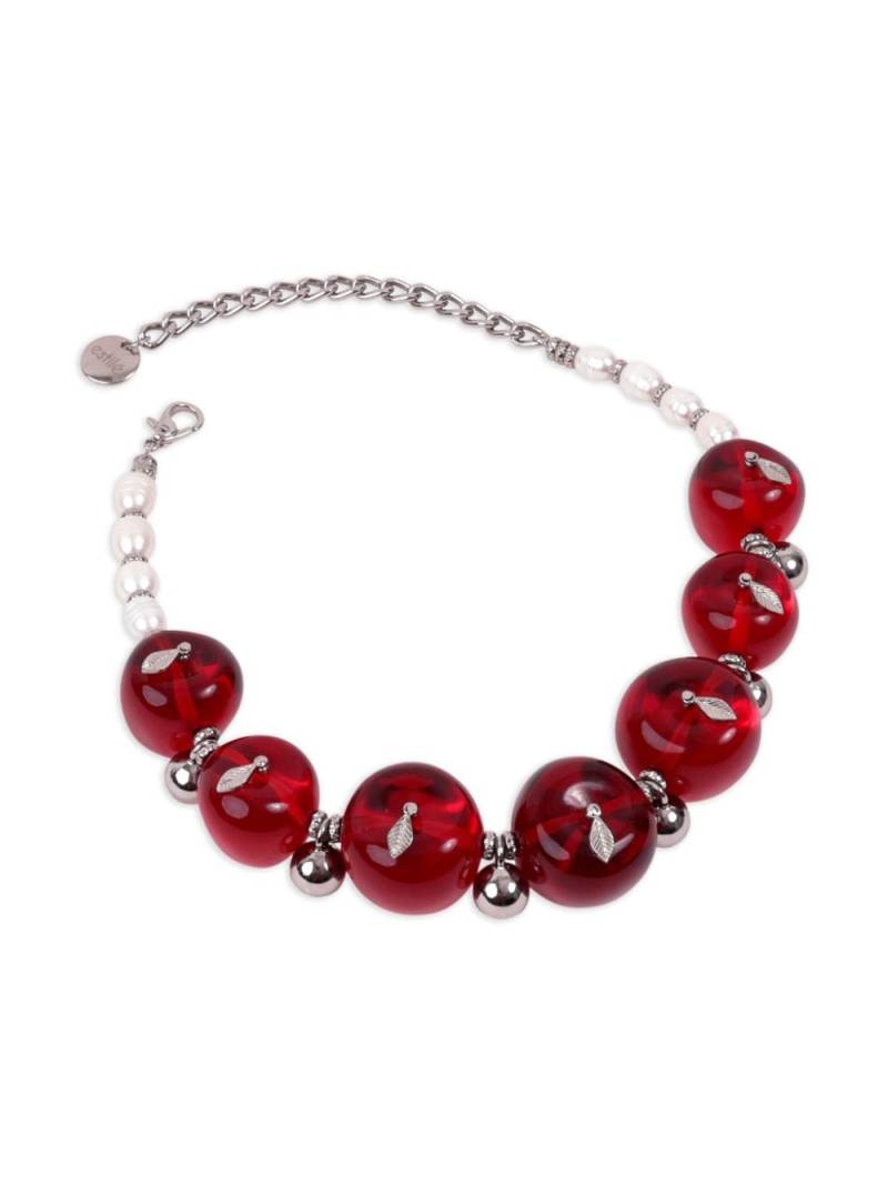 ESTILÉ Forbidden Fruit pearl-embellished necklace - Red von ESTILÉ