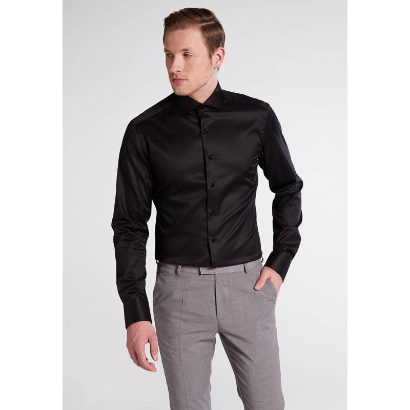 Hemd, Slim Fit, Langarm Herren Black 38 von ETERNA