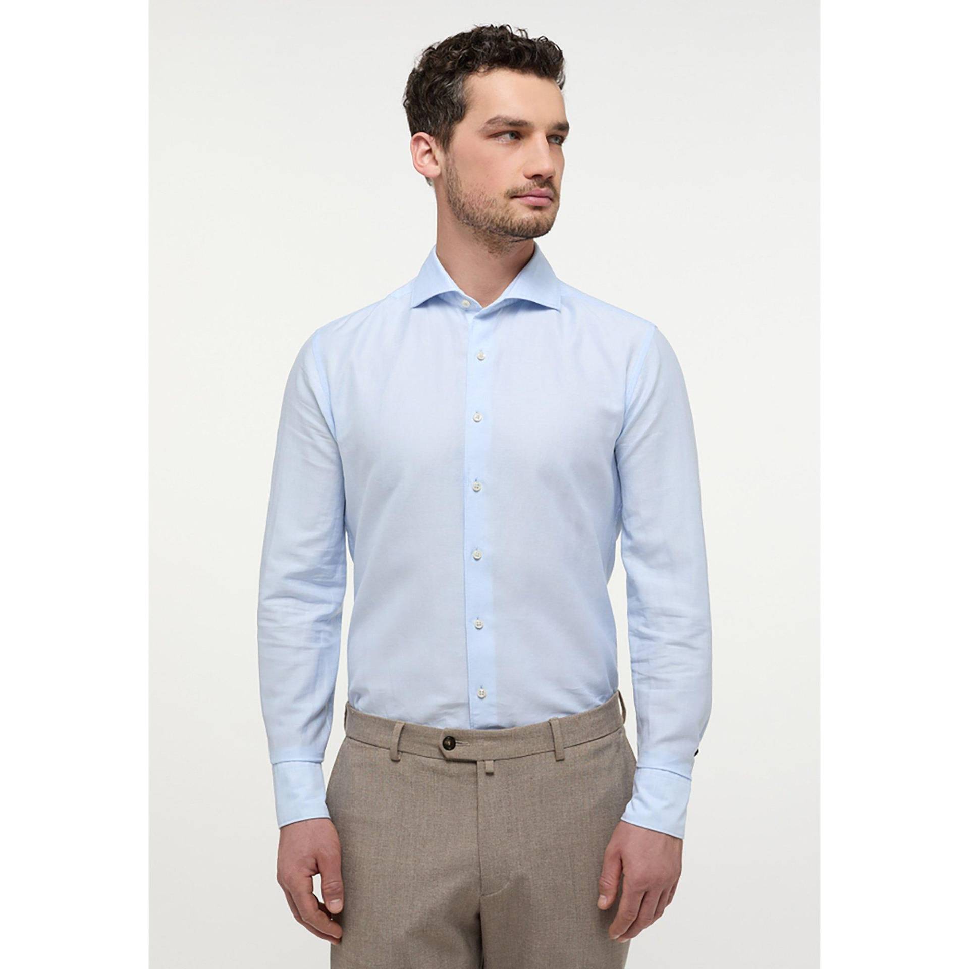 Hemd, Slim Fit, Langarm Herren Blau Durchsichtig 38 von ETERNA