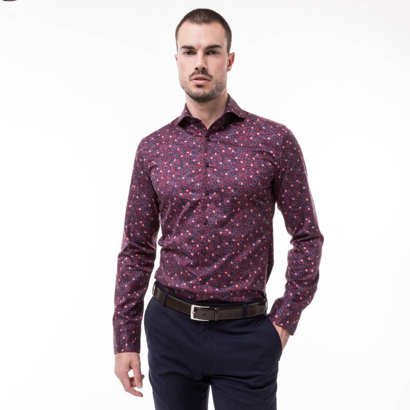 Hemd, Slim Fit, Langarm Herren Bordeaux 38 von ETERNA