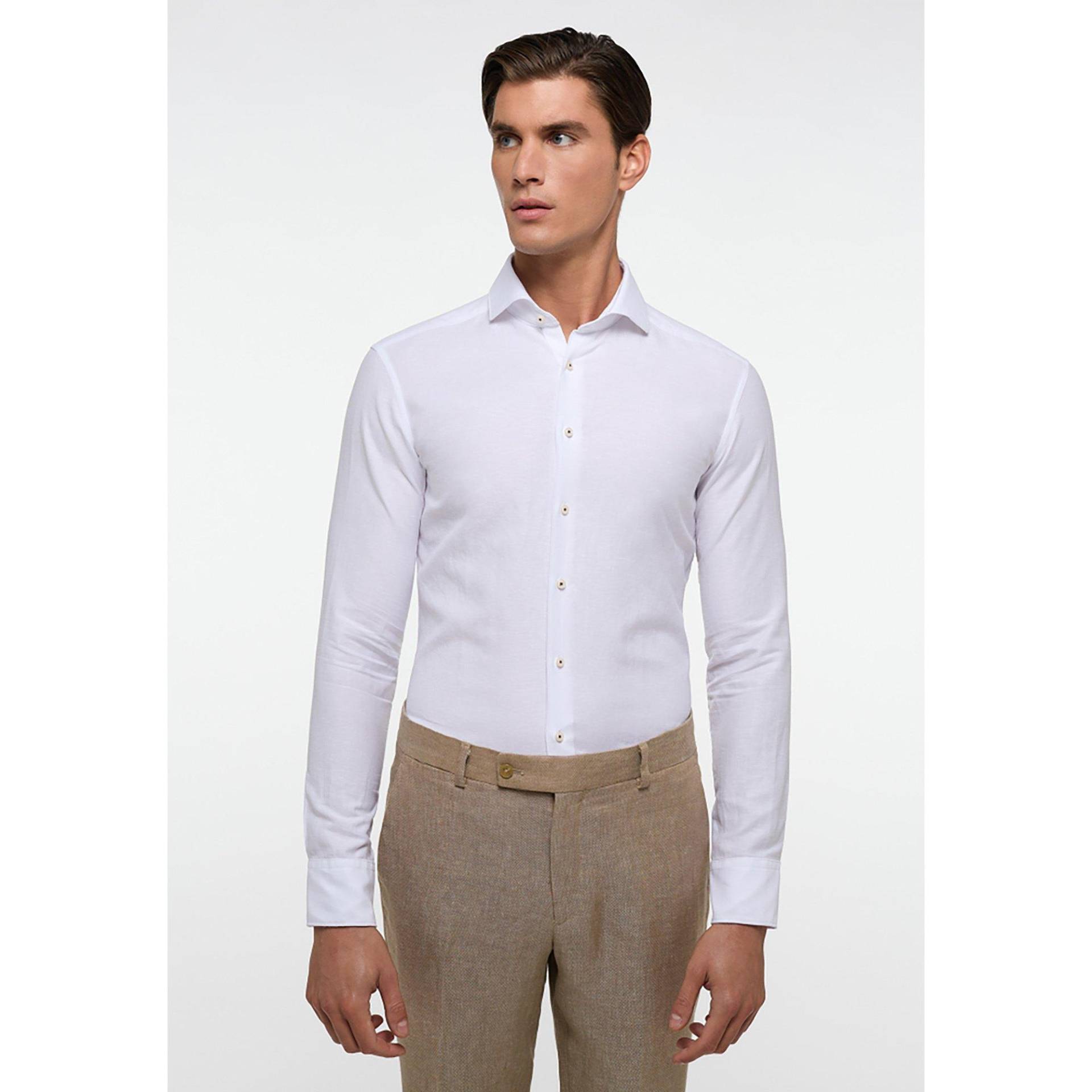 Hemd, Slim Fit, Langarm Herren Weiss 43 von ETERNA