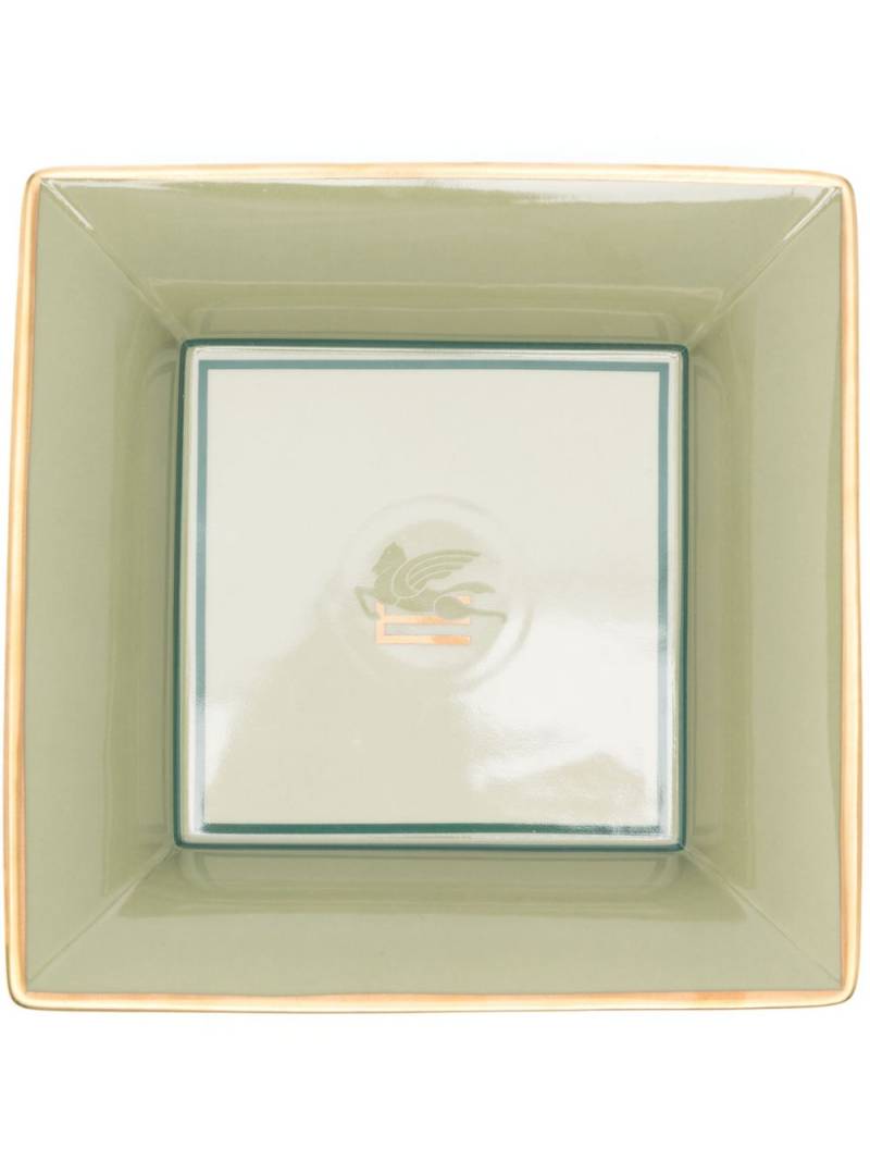 ETRO HOME Pegaso-motif porcelain tray (16cm x 16cm) - Green von ETRO HOME