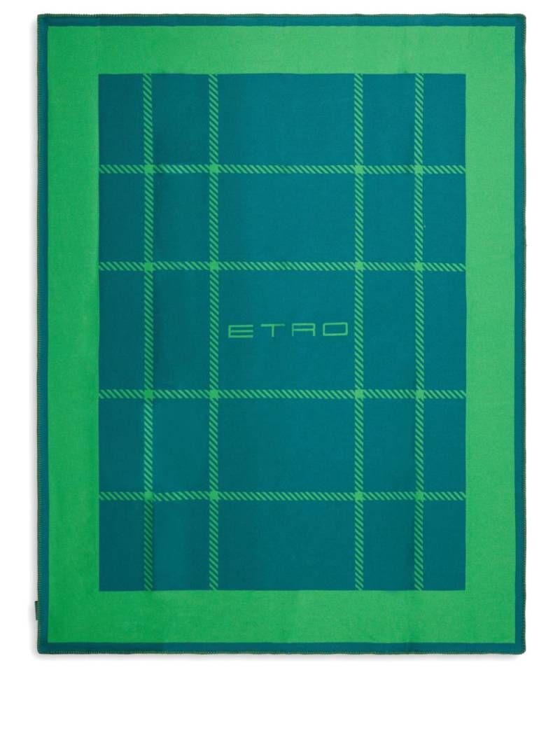 ETRO HOME logo checkered blanket - Green von ETRO HOME