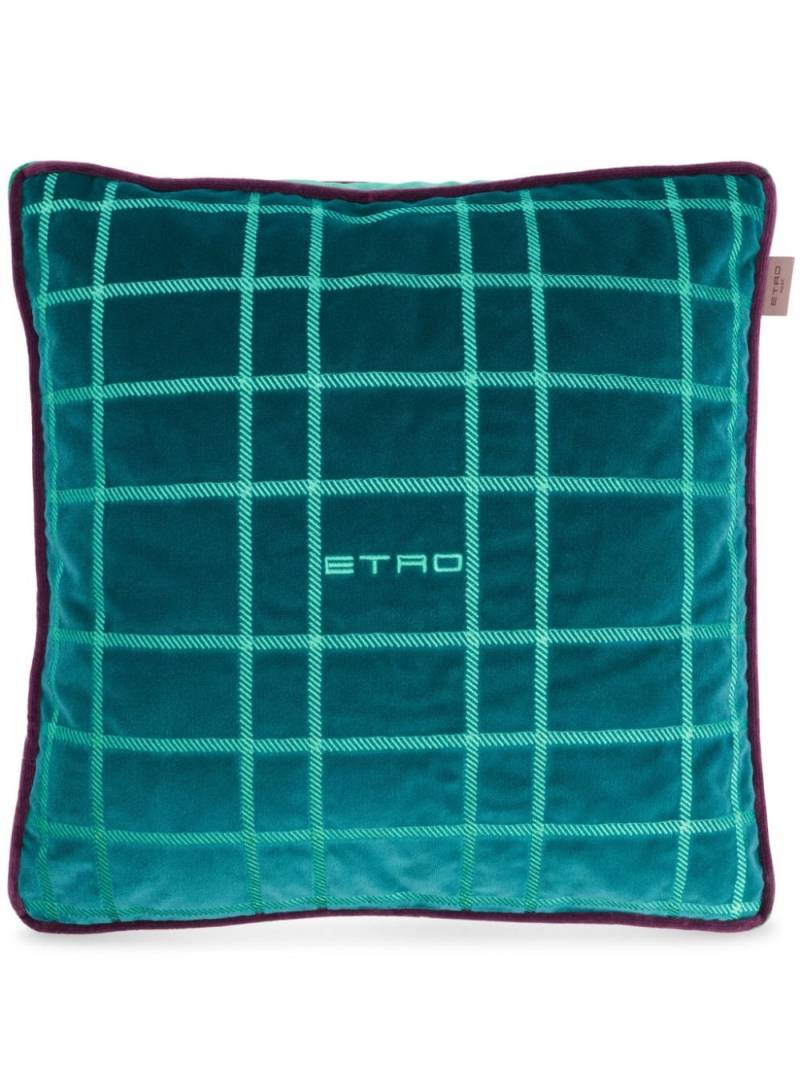 ETRO HOME logo plush-finish cushion - Green von ETRO HOME