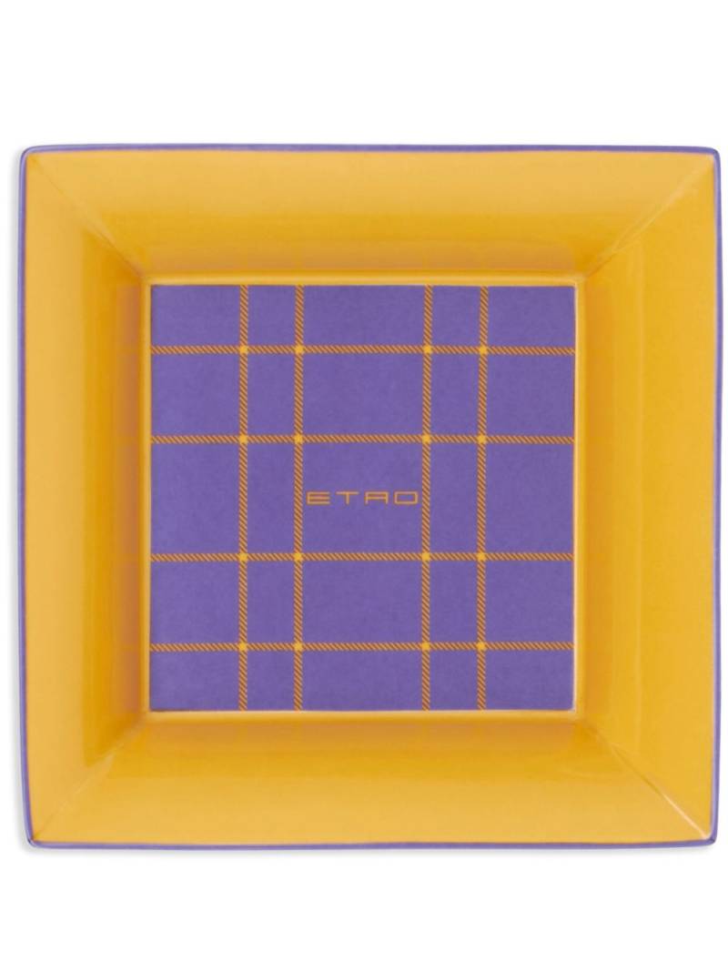 ETRO HOME plaid-check porcelain tray - Purple von ETRO HOME