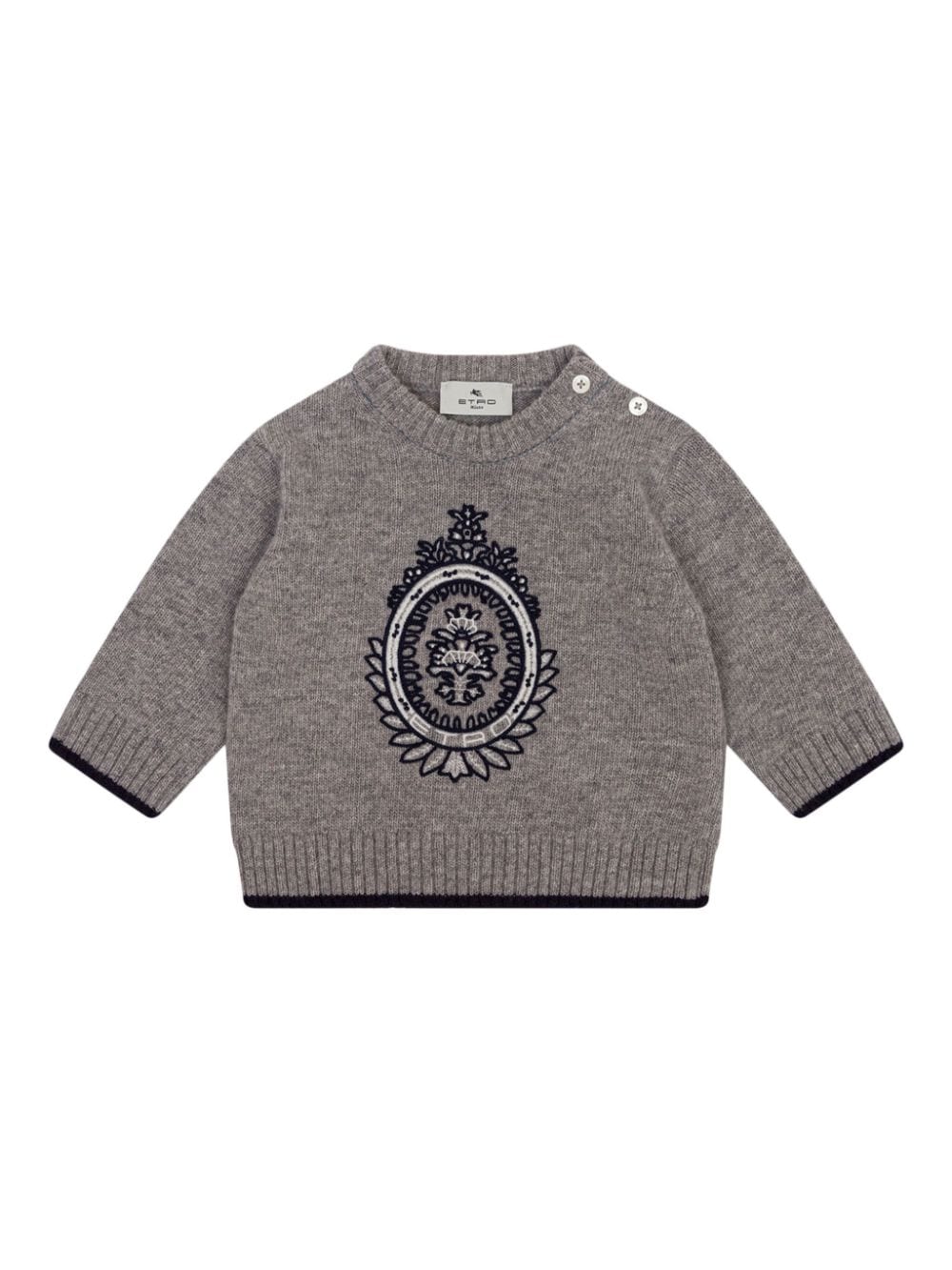 ETRO KIDS Coat of Arms-embroidered jumper - Grey von ETRO KIDS