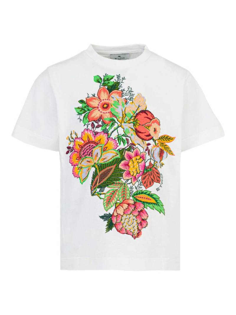 ETRO KIDS floral-embroidered cotton T-shirt - White von ETRO KIDS