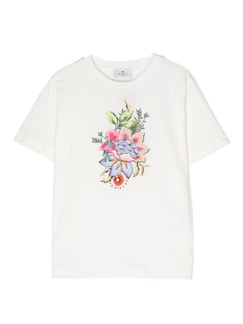 ETRO KIDS floral-embroidered cotton T-shirt - White von ETRO KIDS