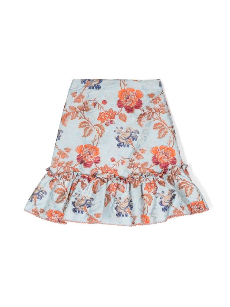 ETRO KIDS floral-embroidered ruffled skirt - Blue von ETRO KIDS