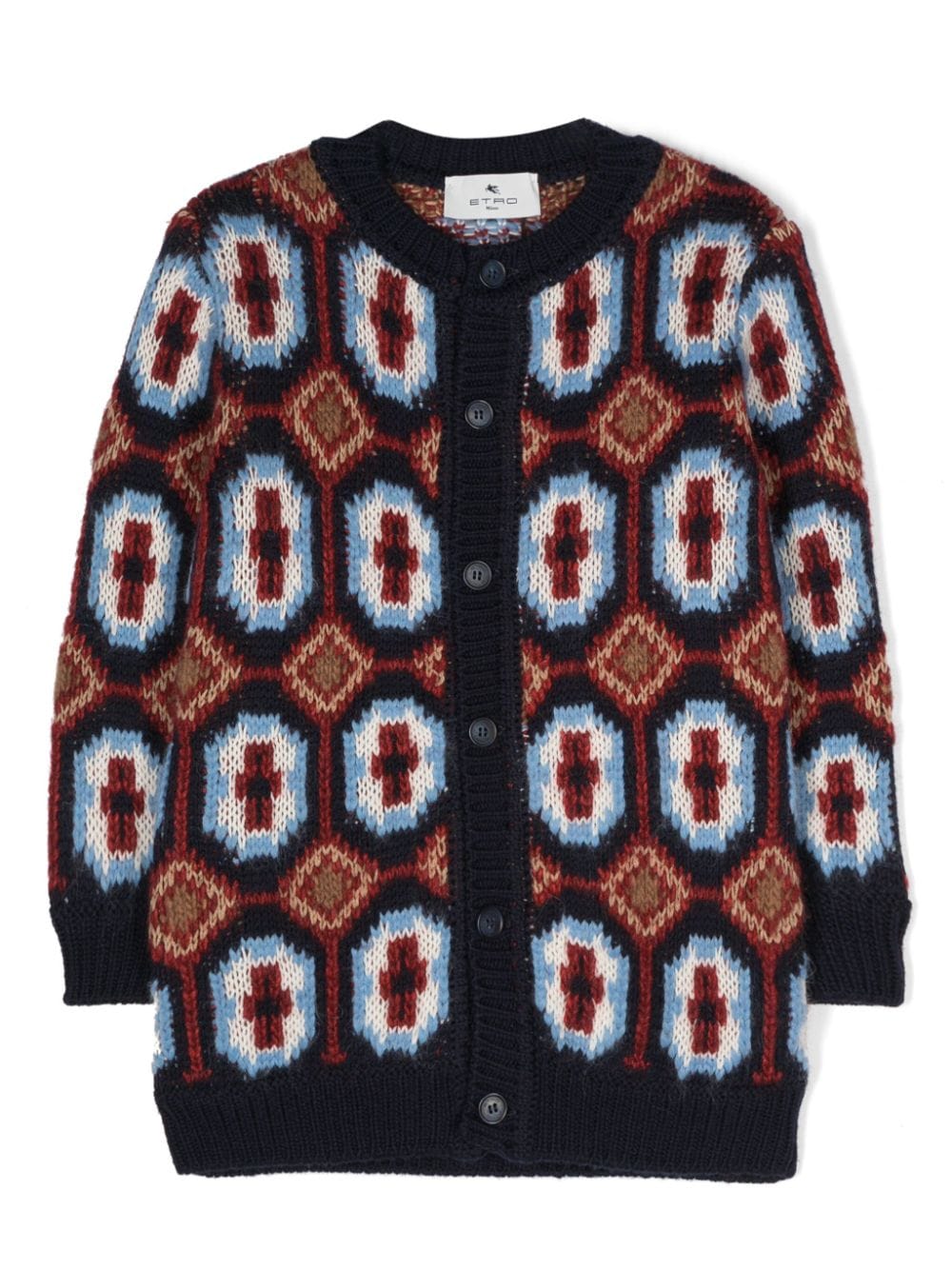 ETRO KIDS intarsia-knit wool-blend cardigan - Blue von ETRO KIDS