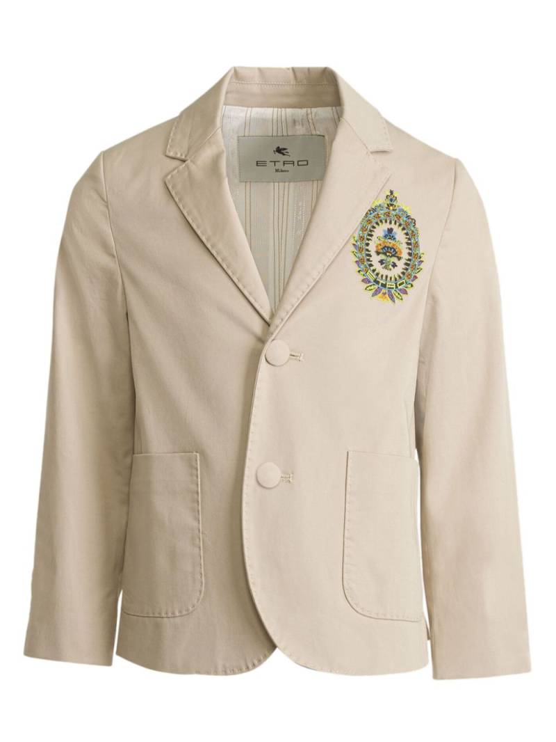 ETRO KIDS logo-embroidered single-breasted blazer - Neutrals von ETRO KIDS