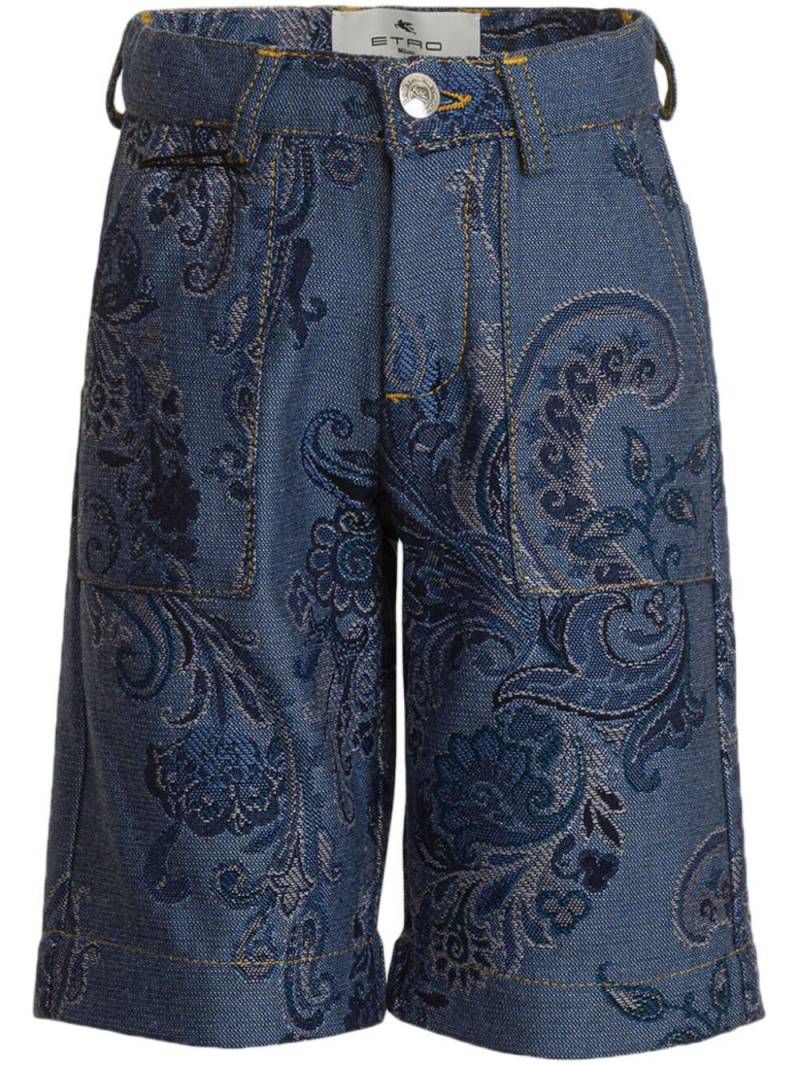 ETRO KIDS patterned-jacquard bermuda shorts - Blue von ETRO KIDS