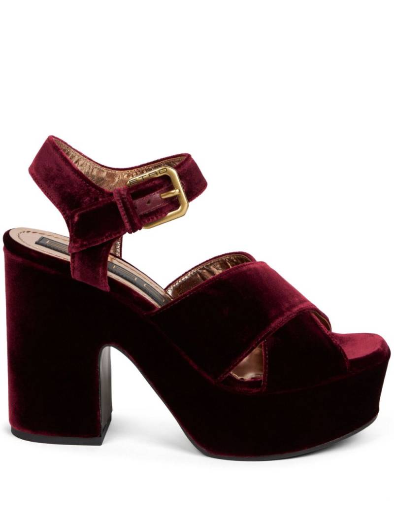 ETRO 100mm velvet platform sandals - Red von ETRO