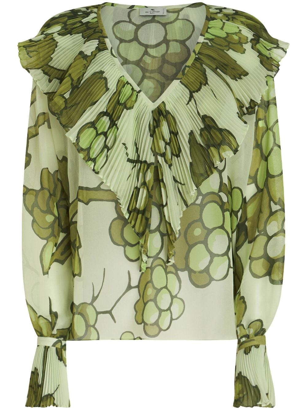 ETRO Berry-print ruffled blouse - Green von ETRO