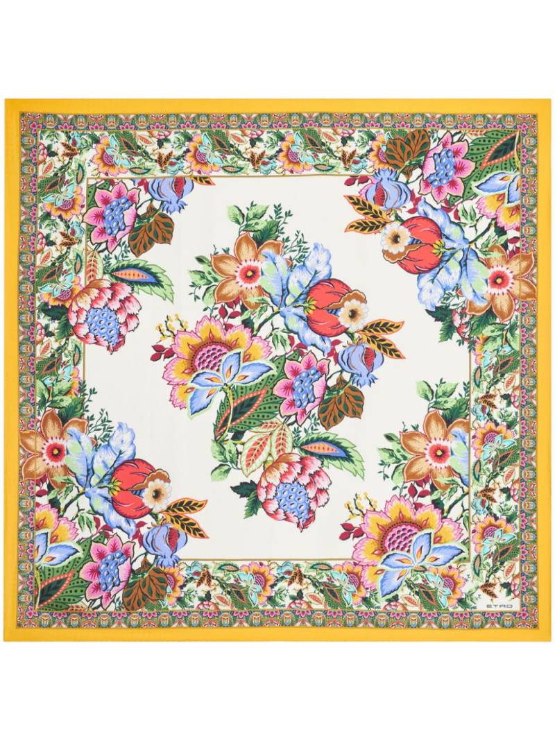 ETRO Bouquet-print silk scarf - Yellow von ETRO