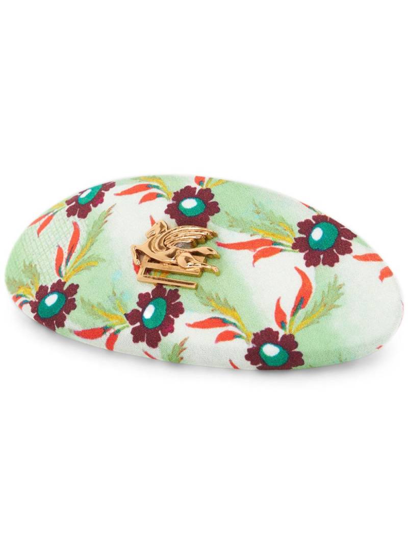 ETRO Floralia-print oval silk clip - White von ETRO