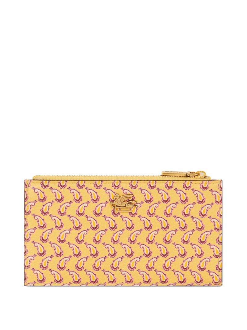 ETRO Micro Paisley-print leather wallet - Yellow von ETRO