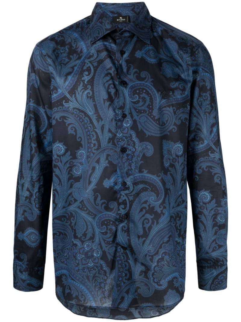 ETRO Paisley-print Pegaso-motif cotton shirt - Blue von ETRO