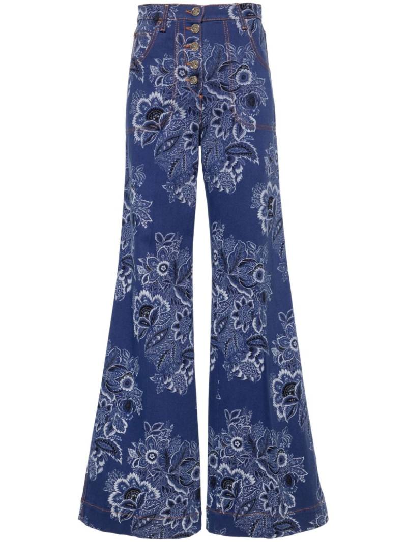 ETRO Paisley-print high-rise flared jeans - Blue von ETRO