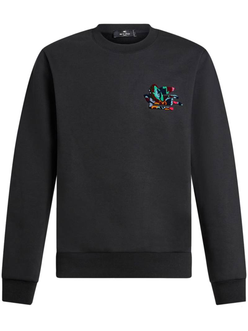 ETRO Pegaso-appliqué crew-neck sweatshirt - Black von ETRO