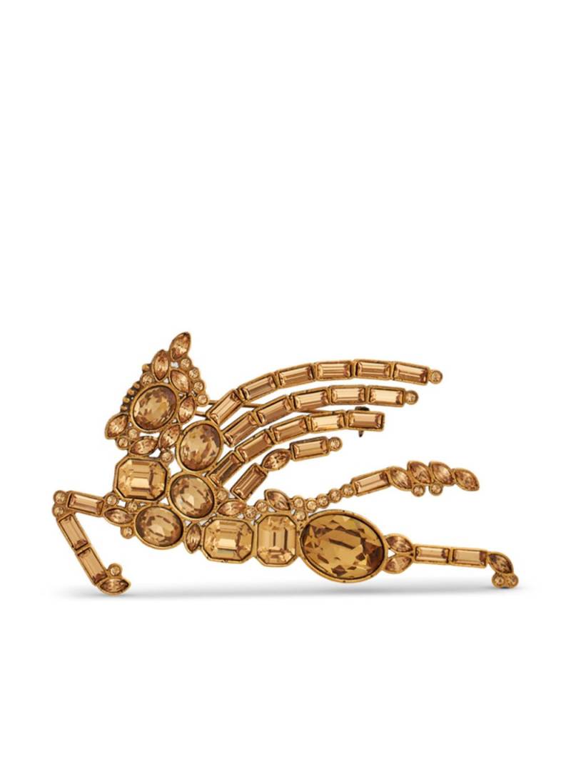 ETRO Pegaso crystal-embellished brooch - Gold von ETRO