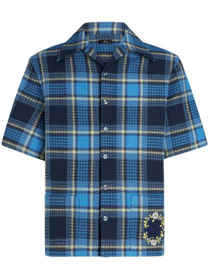 ETRO Pegaso-embroidered checked shirt - Blue von ETRO