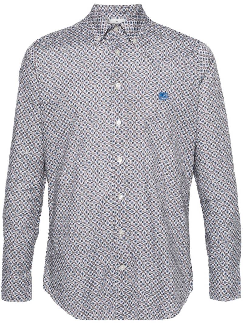 ETRO Pegaso-embroidered graphic-print shirt - White von ETRO