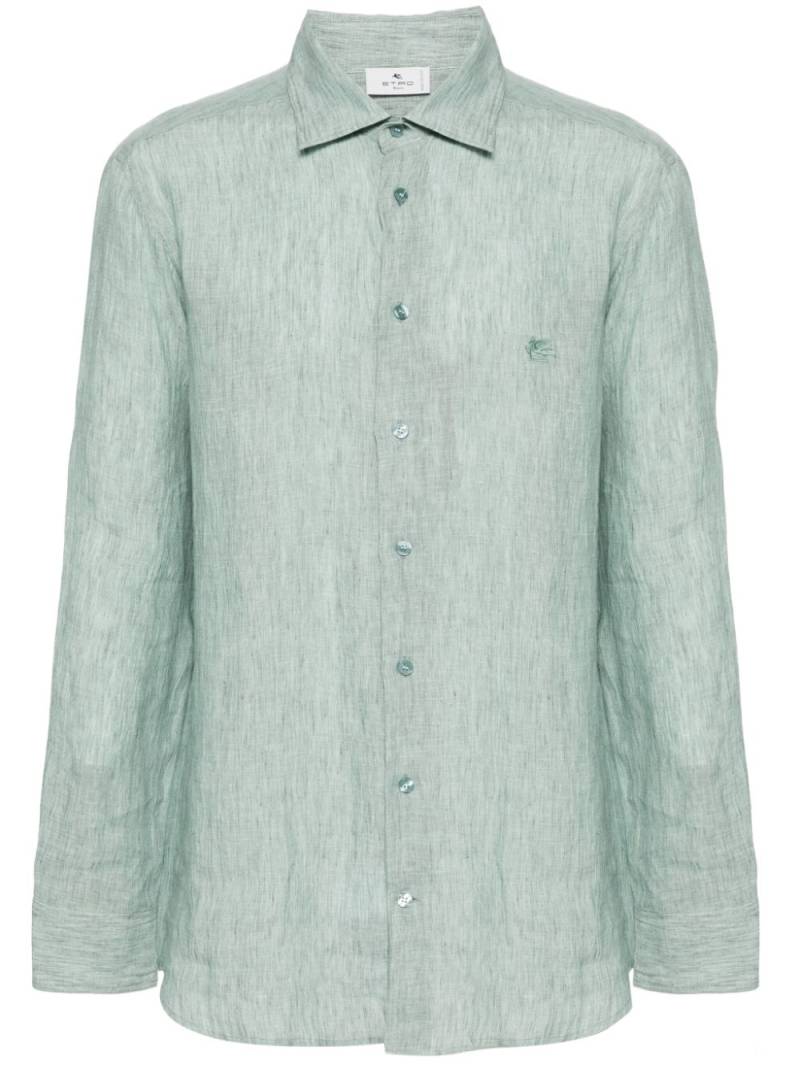 ETRO Pegaso-embroidered linen shirt - Green von ETRO